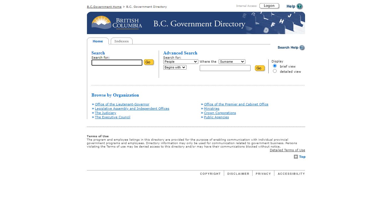 BC Government Directory, Sheriff Services